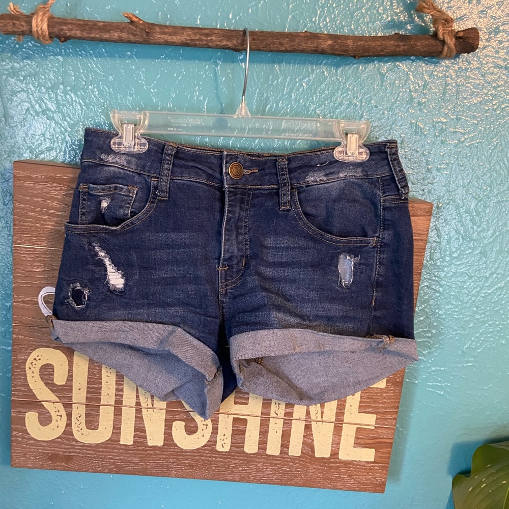 High Waisted Distressed Jean Shorts